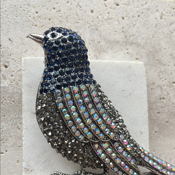Anthropologie Blue and Silver Bird Brooch - Picture 2 of 4